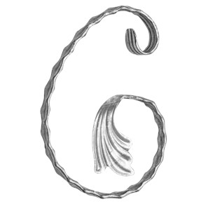 Spirala kuta typu C fakturowana z liściem 12x6 mm