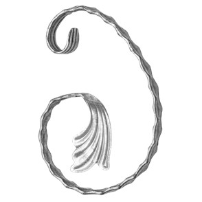 Spirala kuta typu C fakturowana z liściem 12x6 mm